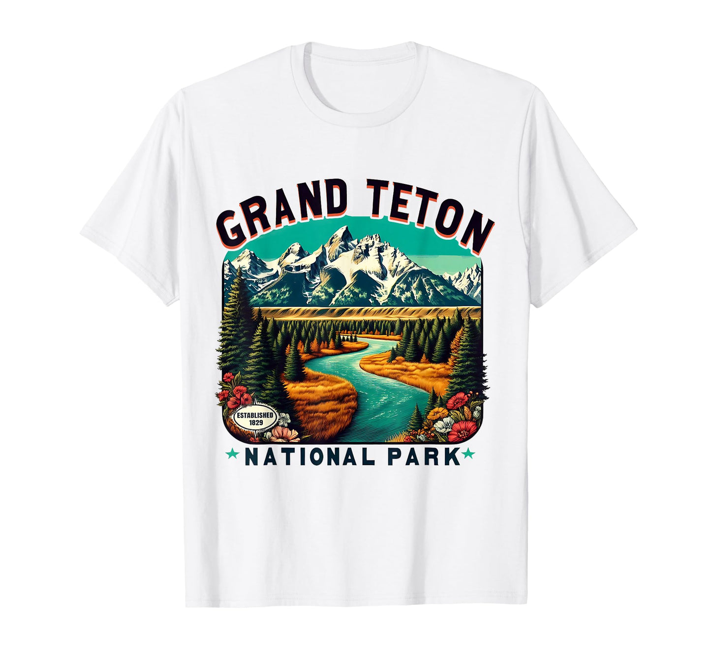 Grand Teton National Park Vintage Nature Art T-Shirt