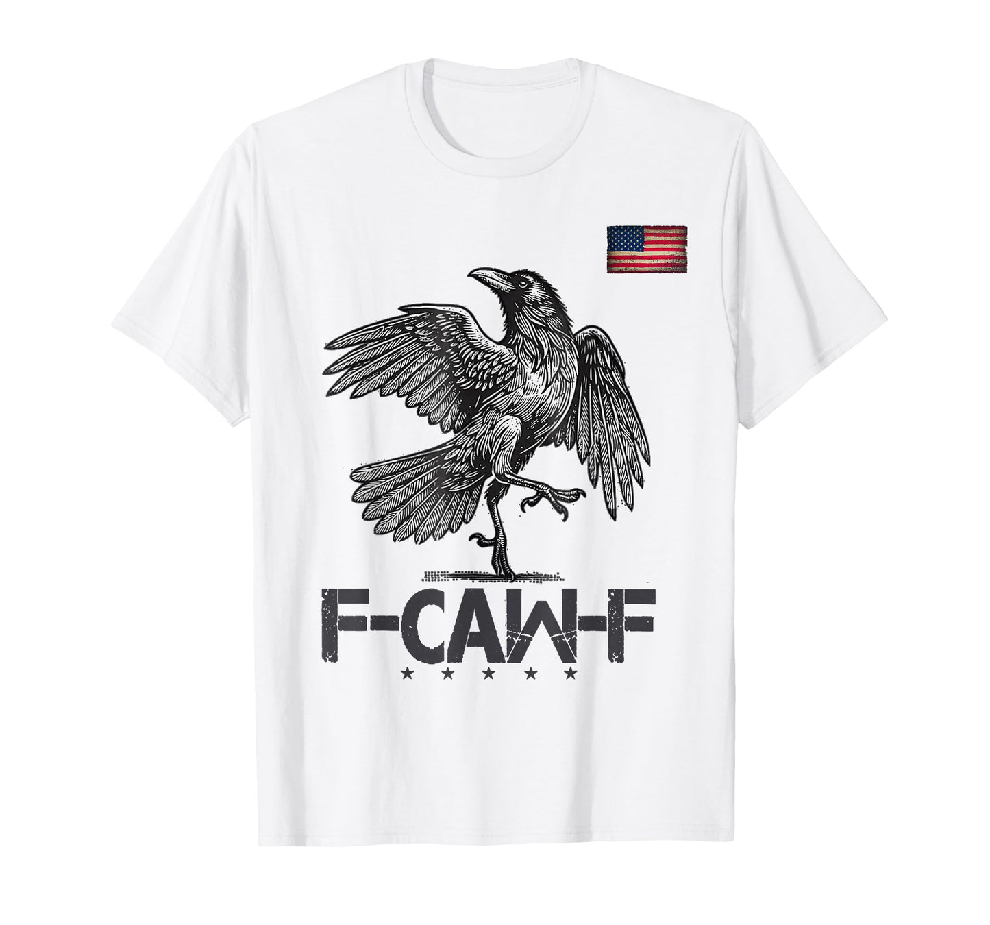 Funny F CAW F Crow Black Bird USA Vintage Flag (On Back) T-Shirt