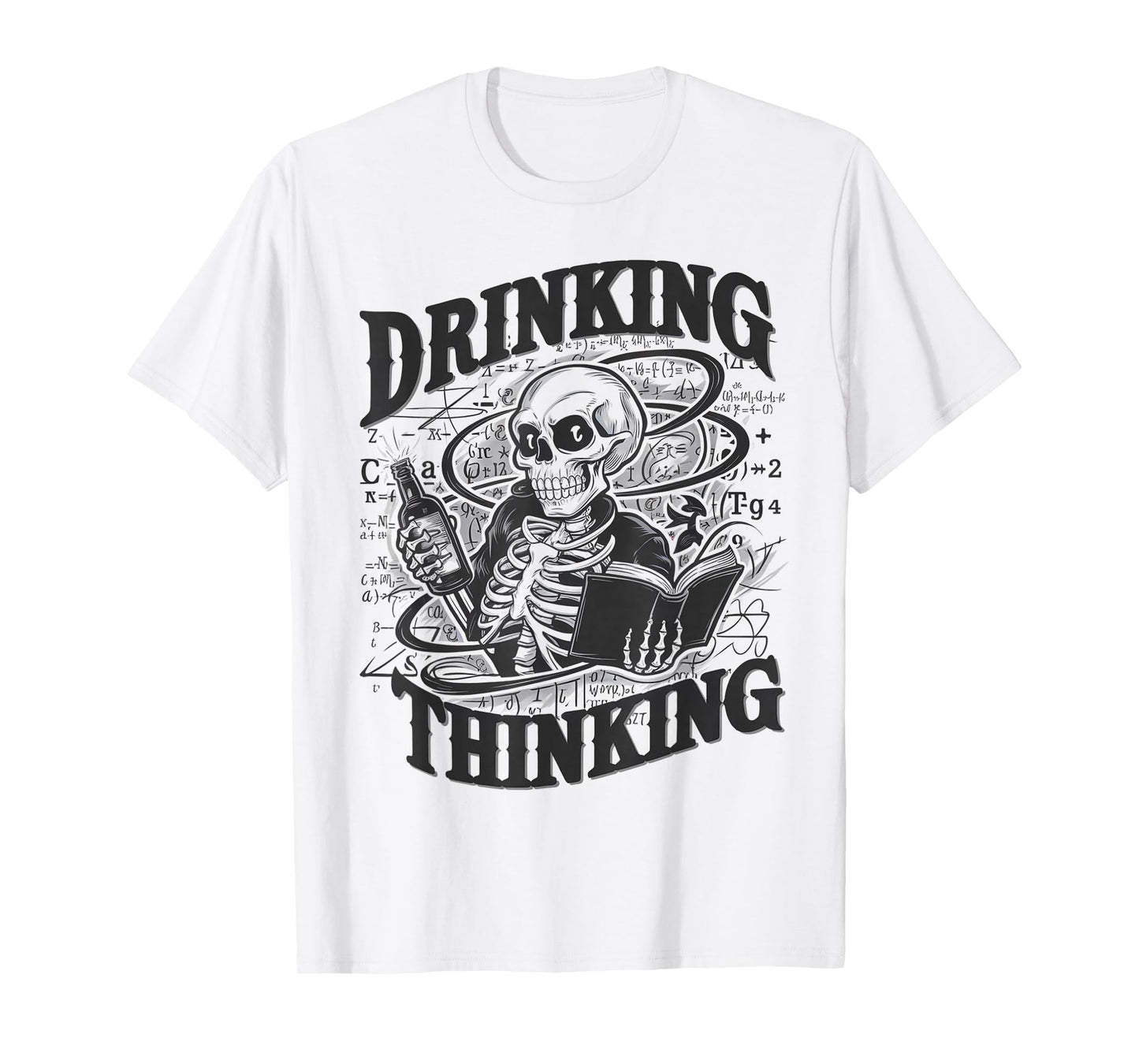 Drinking Thinking:Mathematics with Bottle Halloween Humor T-Shirt