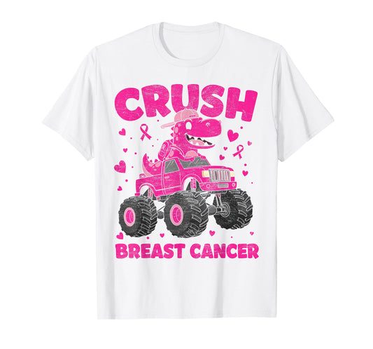 Crush Breast Cancer Awareness Monster Truck Toddler Boy Kids T-Shirt