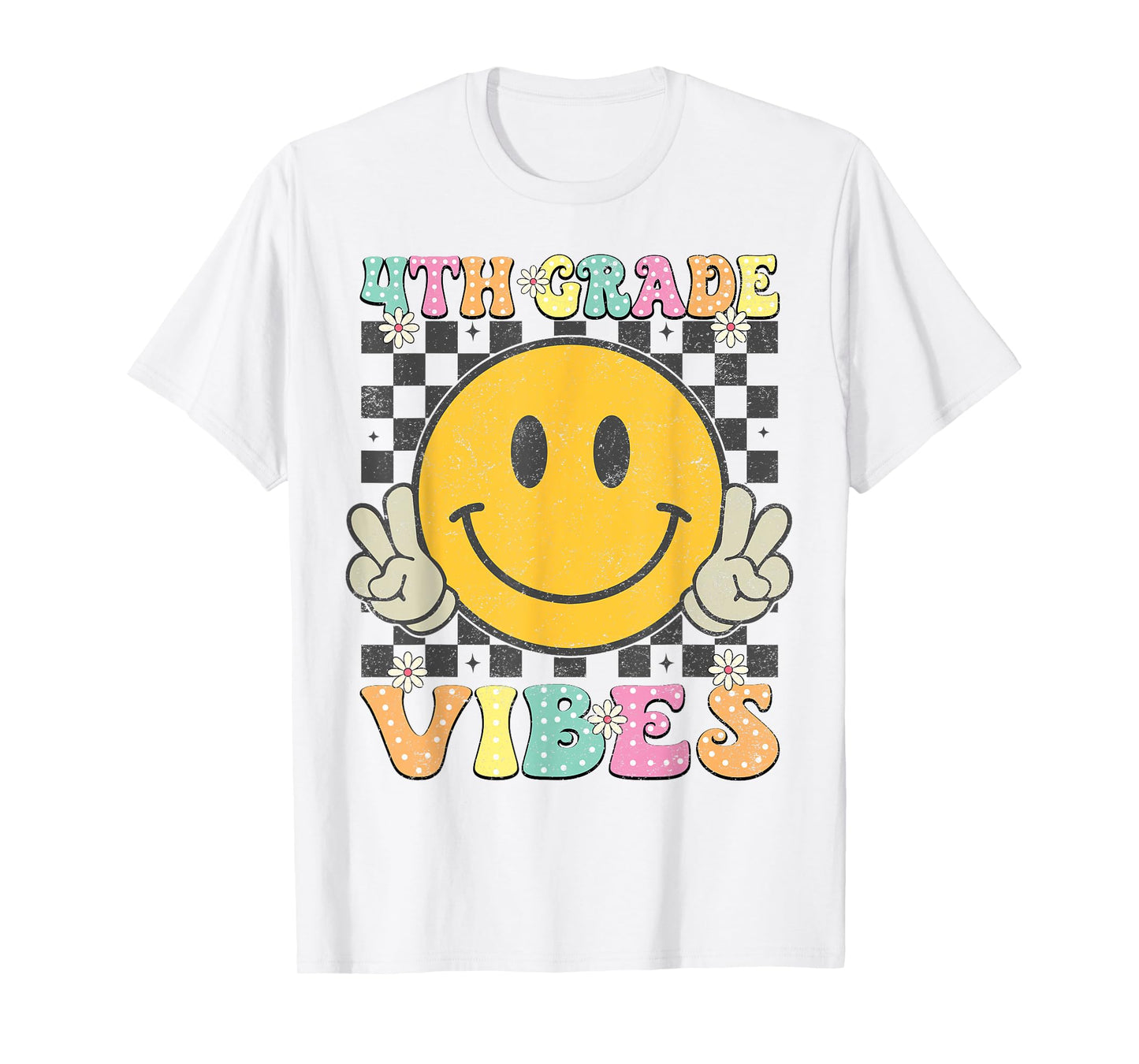 Girls 4th Grade Vibes Smile Face Back to School Fourth grade T-Shirt