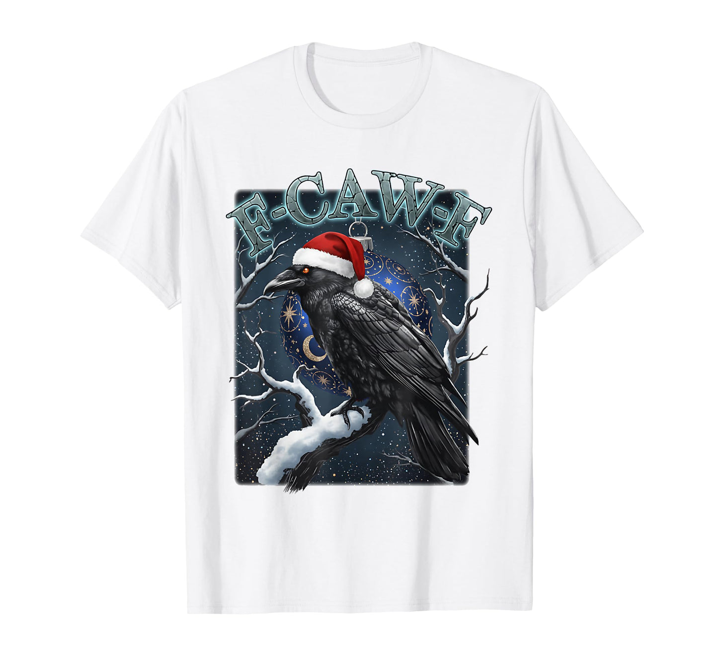 Funny Raven Christmas F-CAW-F Santa Hat Crow Holiday T-Shirt