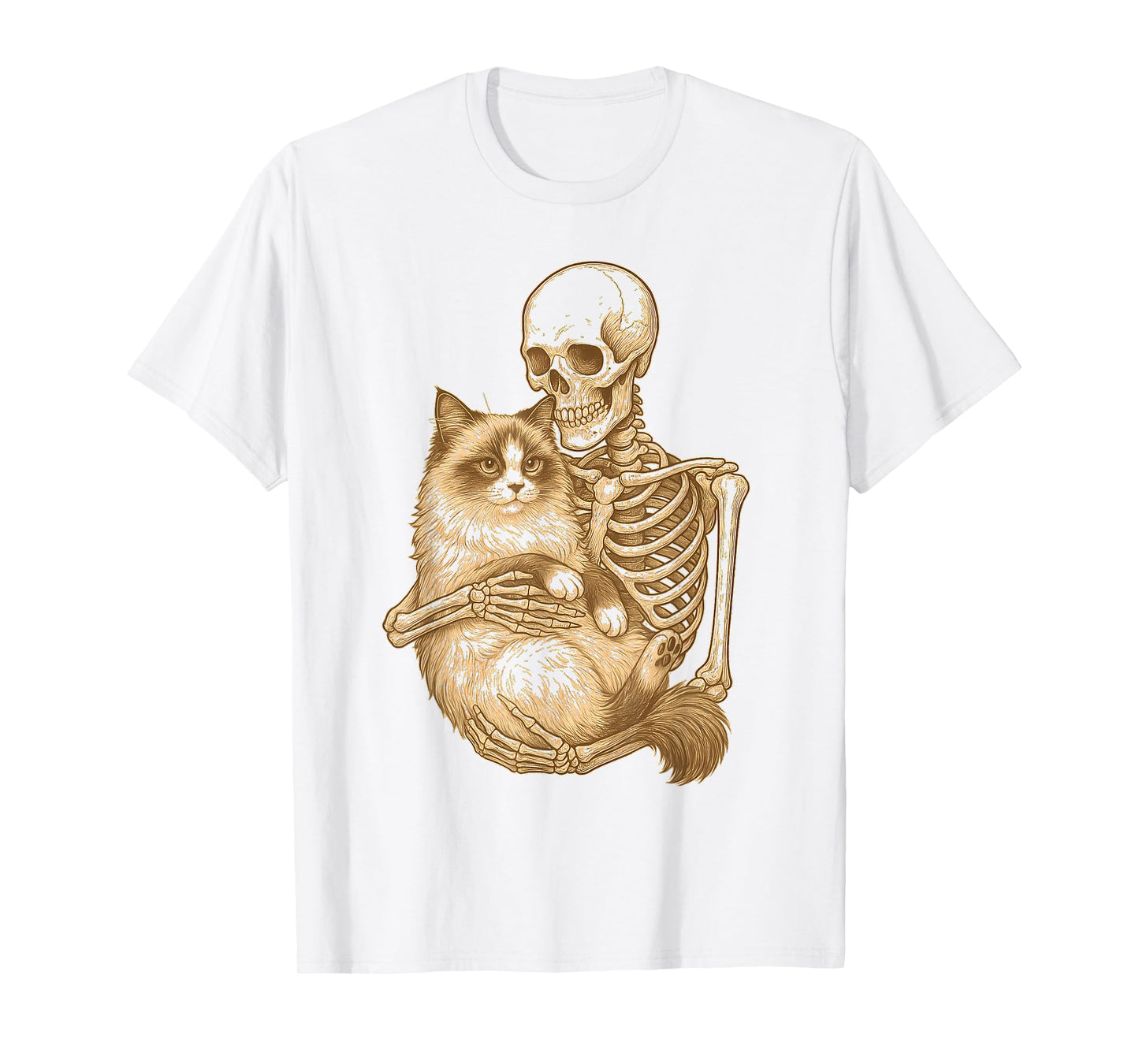 Skeleton Hugging Ragdoll Cat T-Shirt