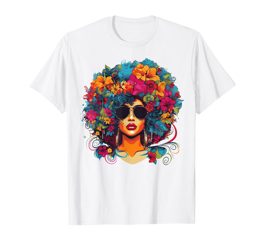 Afro Hair Natural Black History tshirt Pride Black Melanin T-Shirt