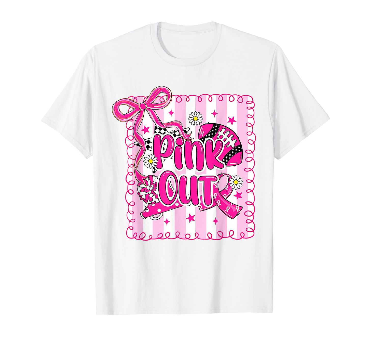 Football Pink Out Team Breast Cancer Awareness Month T-Shirt