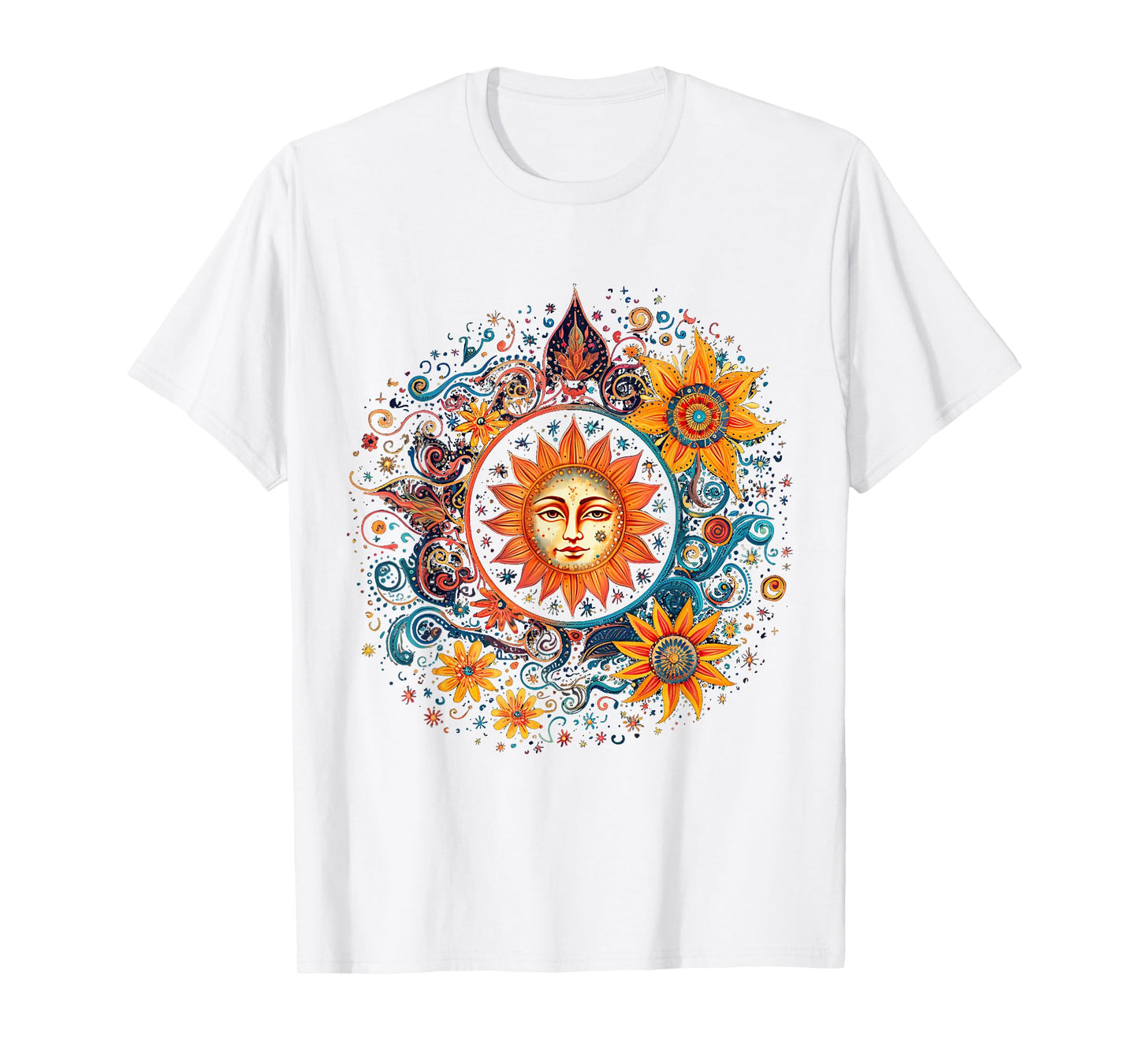 mystic sun and moon woman mystical flowers aesthetic T-Shirt