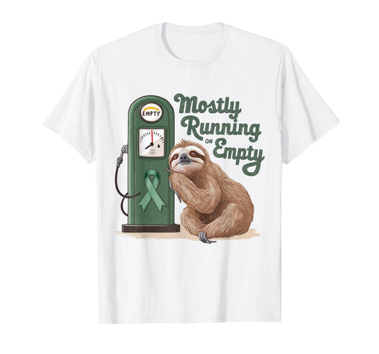 Mostly Running On Empty Gastroparesis Awareness Sloth Green T-Shirt