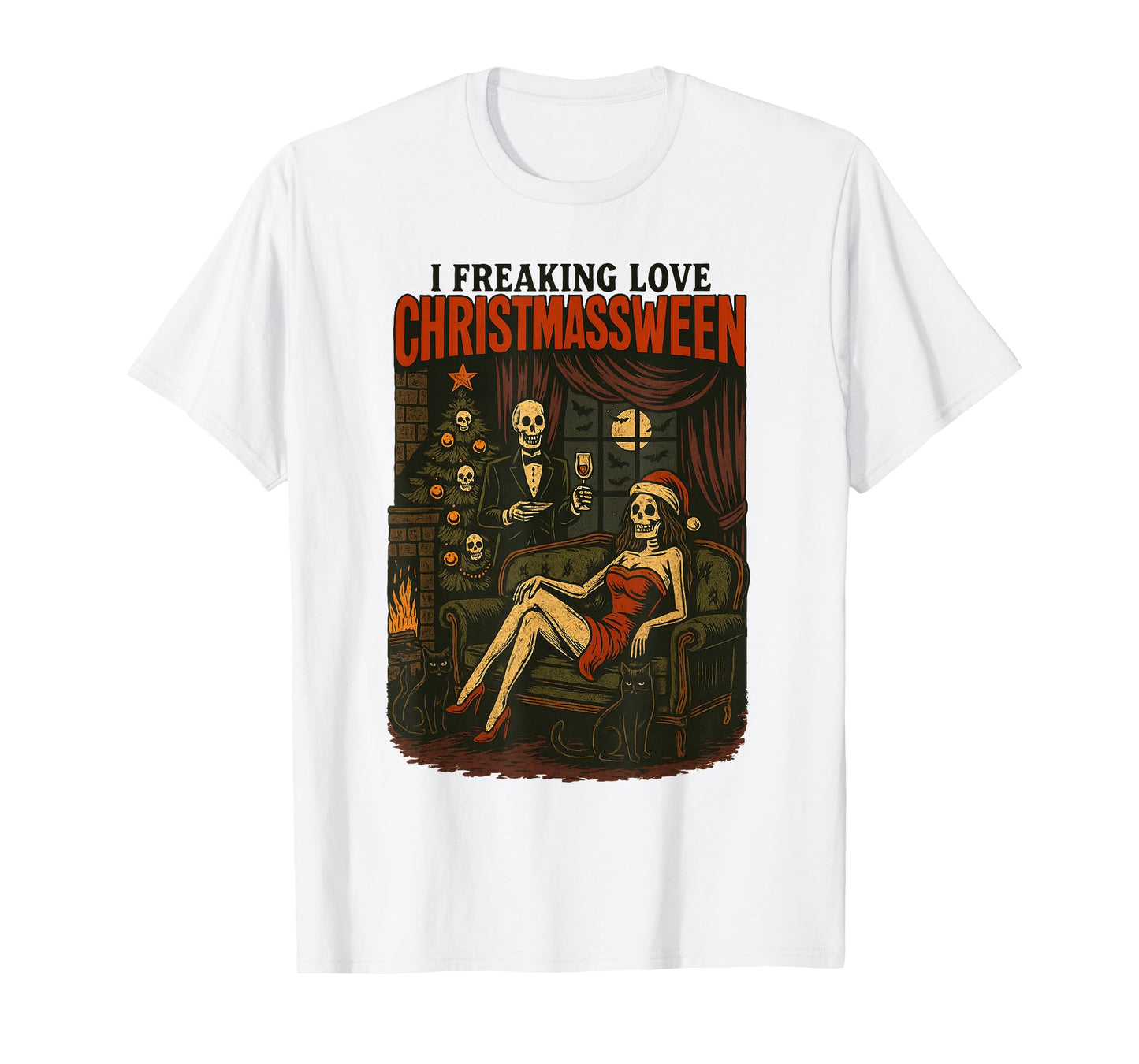 Christmasween Skeleton Holiday Halloween Horror Men Women T-Shirt