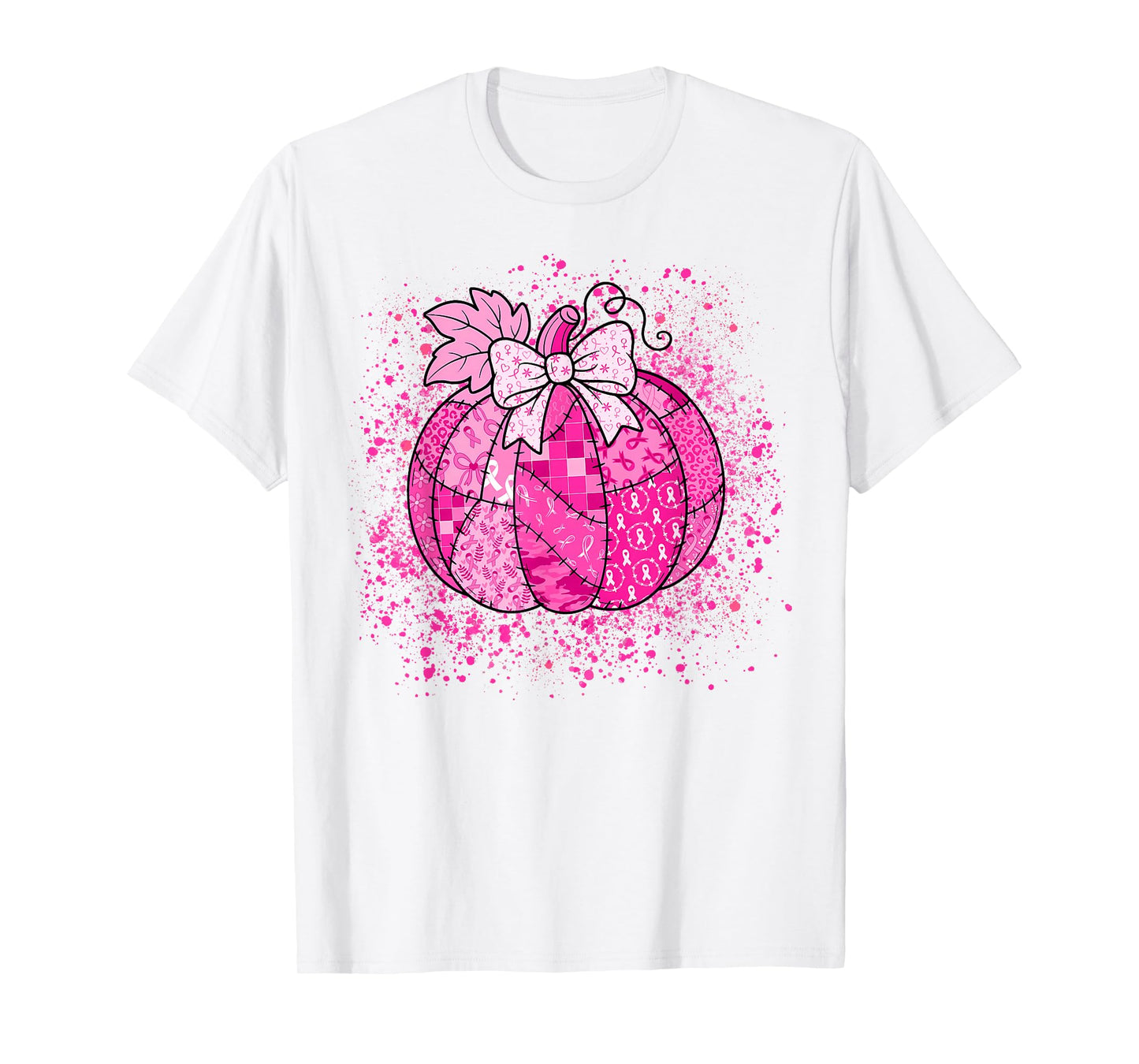 in October We Wear Pink Breast Cancer Pumpkin Halloween T-Shirt