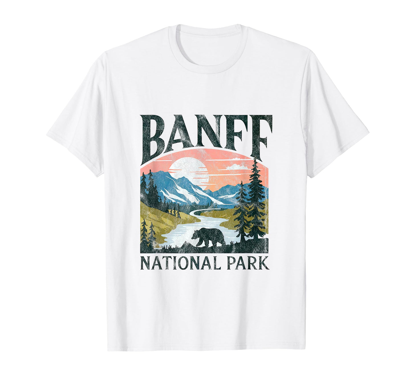 Banff National Park Bear Nature Sunset Canada Retro T-Shirt