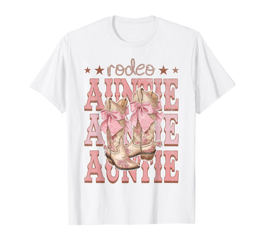 Rodeo Auntie Pink Boots Coquette Cow-Girl Birthday Party T-Shirt
