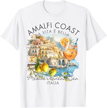 Amalfi Coast Italy Travel Trip Vacation Mediterranean Sea T-Shirt