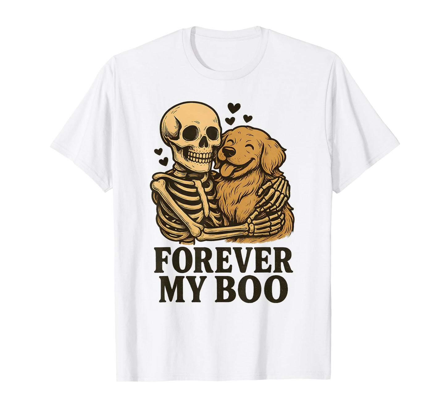 Forever My Boo Halloween Skeleton with Golden Retriever Love T-Shirt