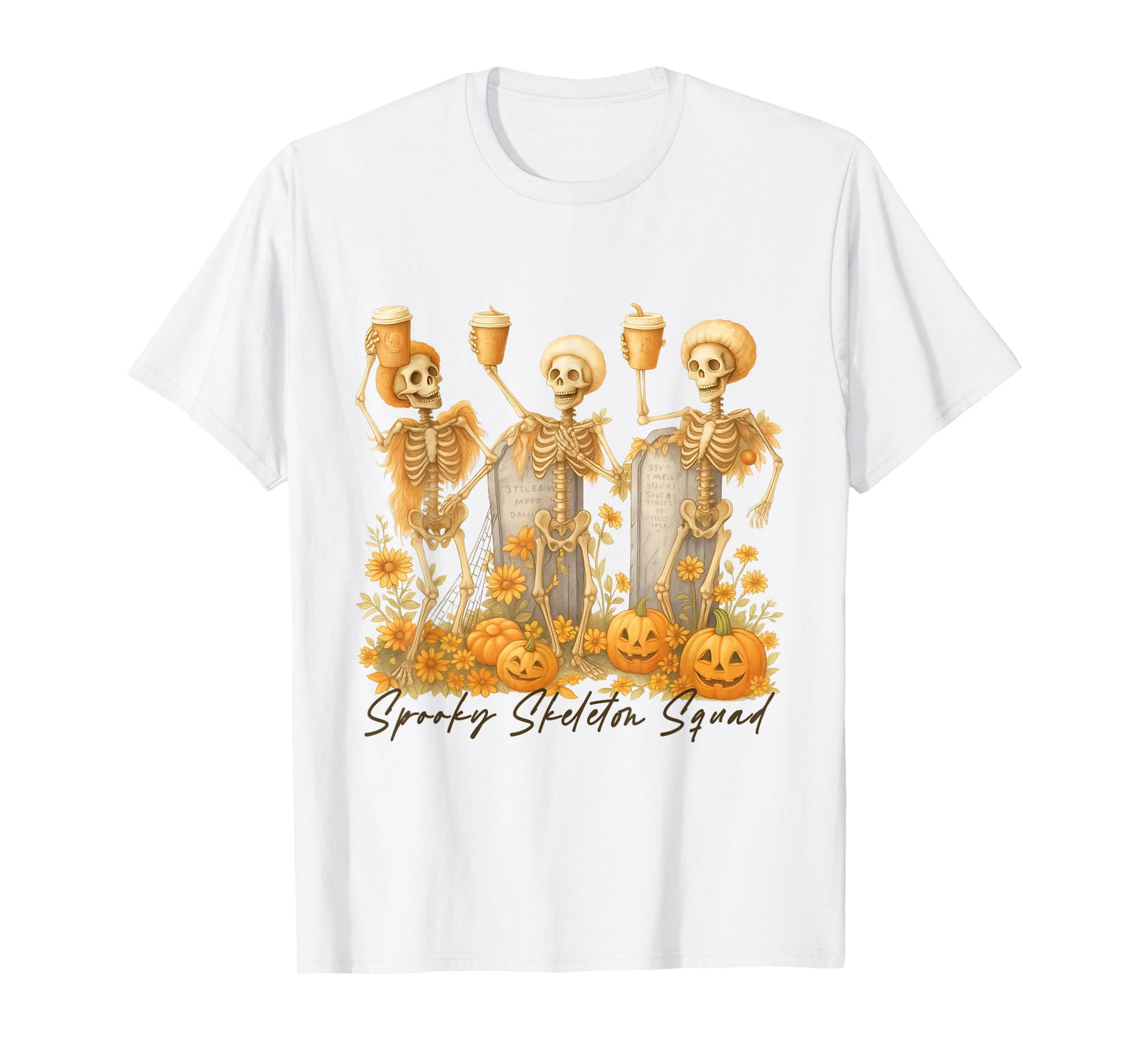 Spooky Skeleton Squad, Spooky Fall Skeleton Halloween Tees T-Shirt