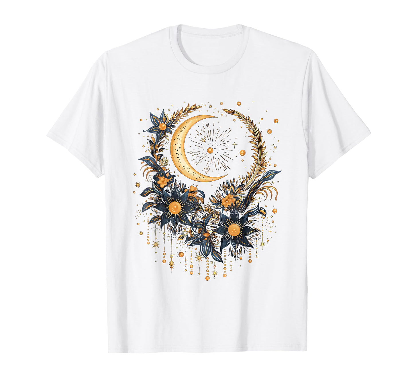 mystic sun and moon woman mystical flowers aesthetic T-Shirt