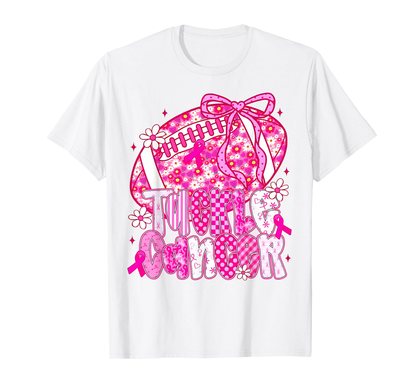 Tackle Breast Cancer Awareness American Football Bow Womens T-Shirt