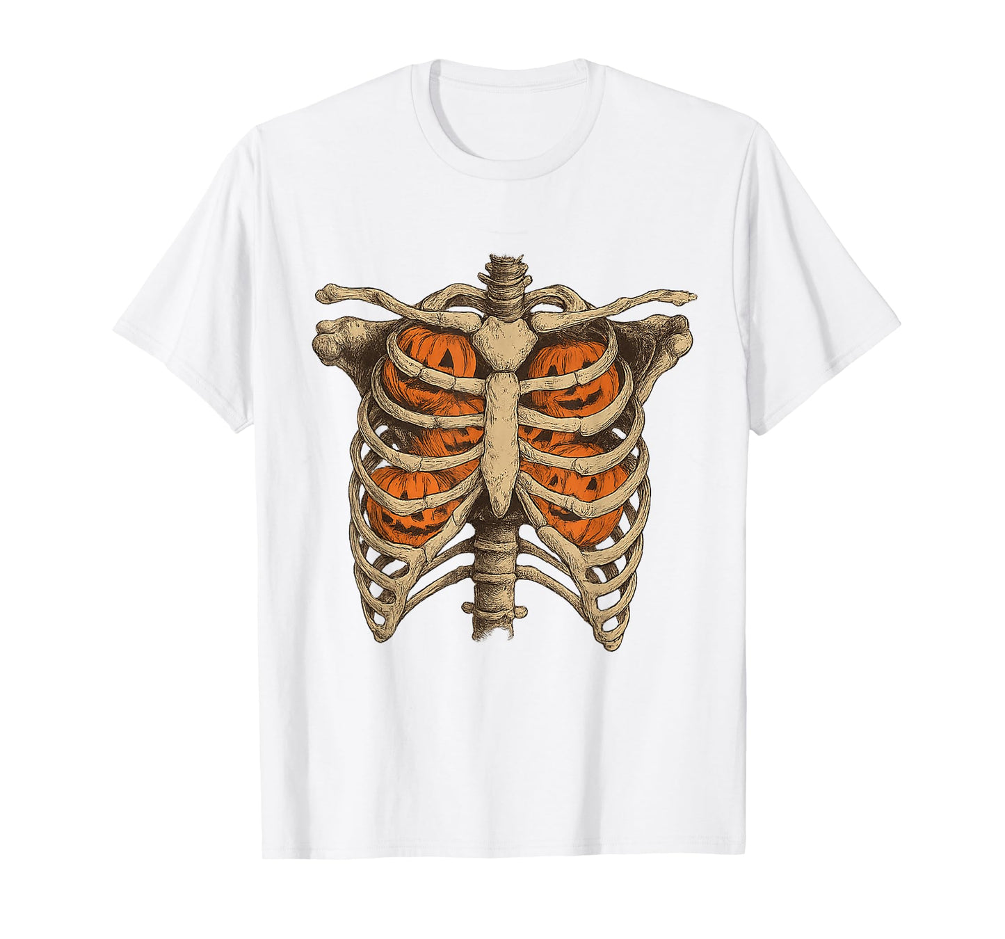Funny Pumpkin Skeleton Rib Cage Halloween Costume Skeleton T-Shirt