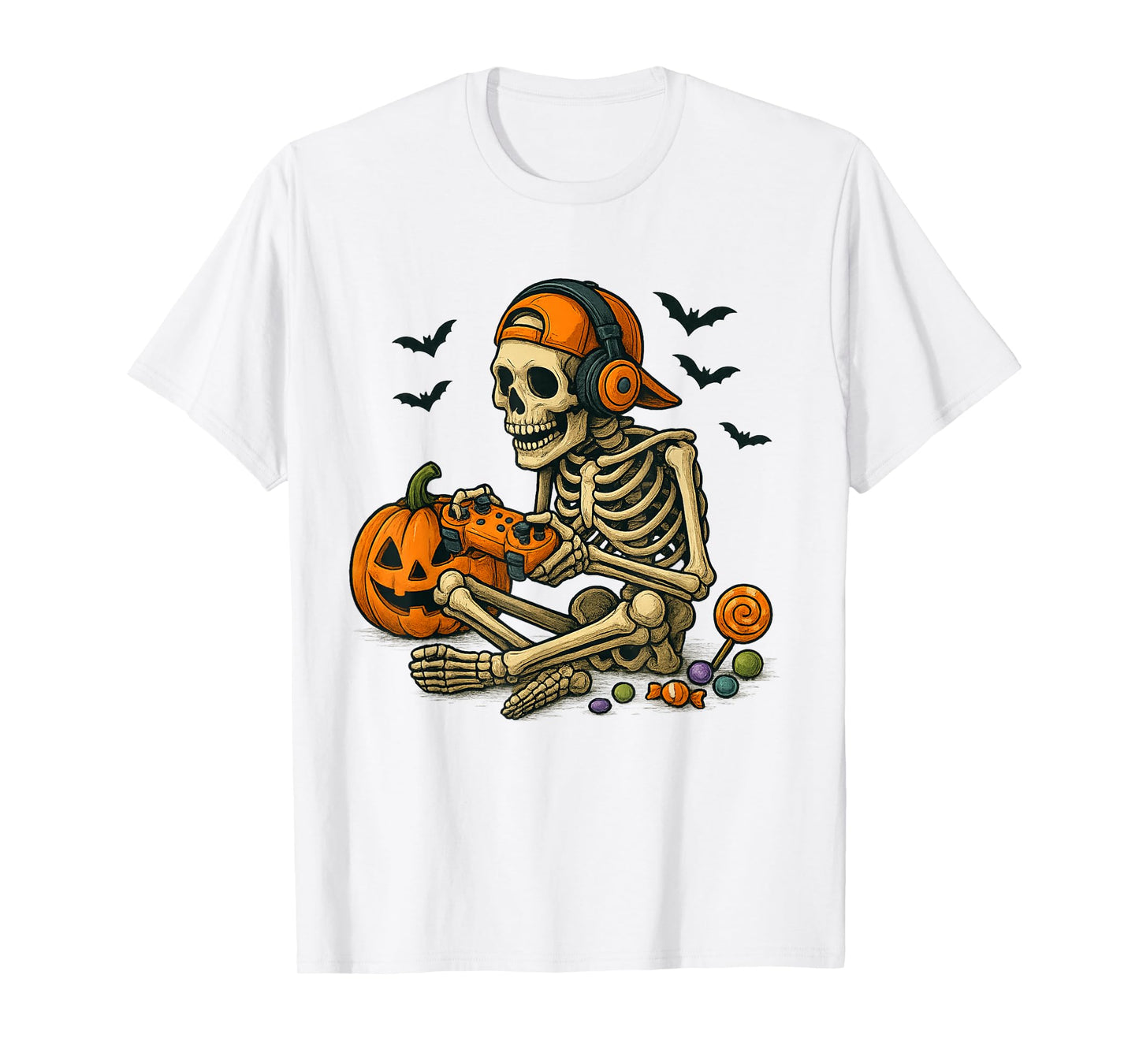 Halloween Gamer Skeleton Video Gaming Costume Halloween T-Shirt