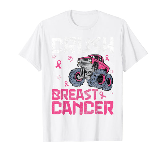 Crush Breast Cancer Awareness Monster Truck kids Boys Girls T-Shirt