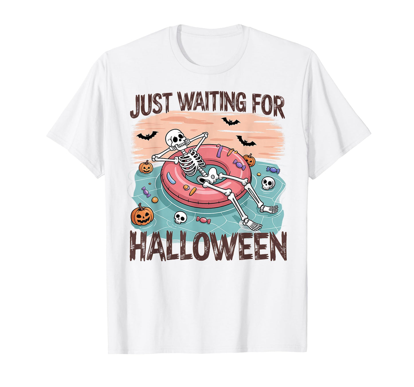 Spooky Summer Skeleton Just Waiting for Halloween T-Shirt