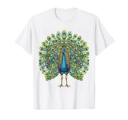 Detailed Peacock Art Nature Lovers T-Shirt