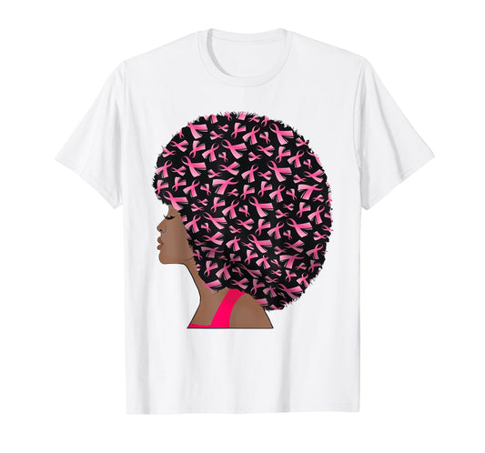 In October We Wear Pink Black Woman Breast Cancer Awareness T-Shirt