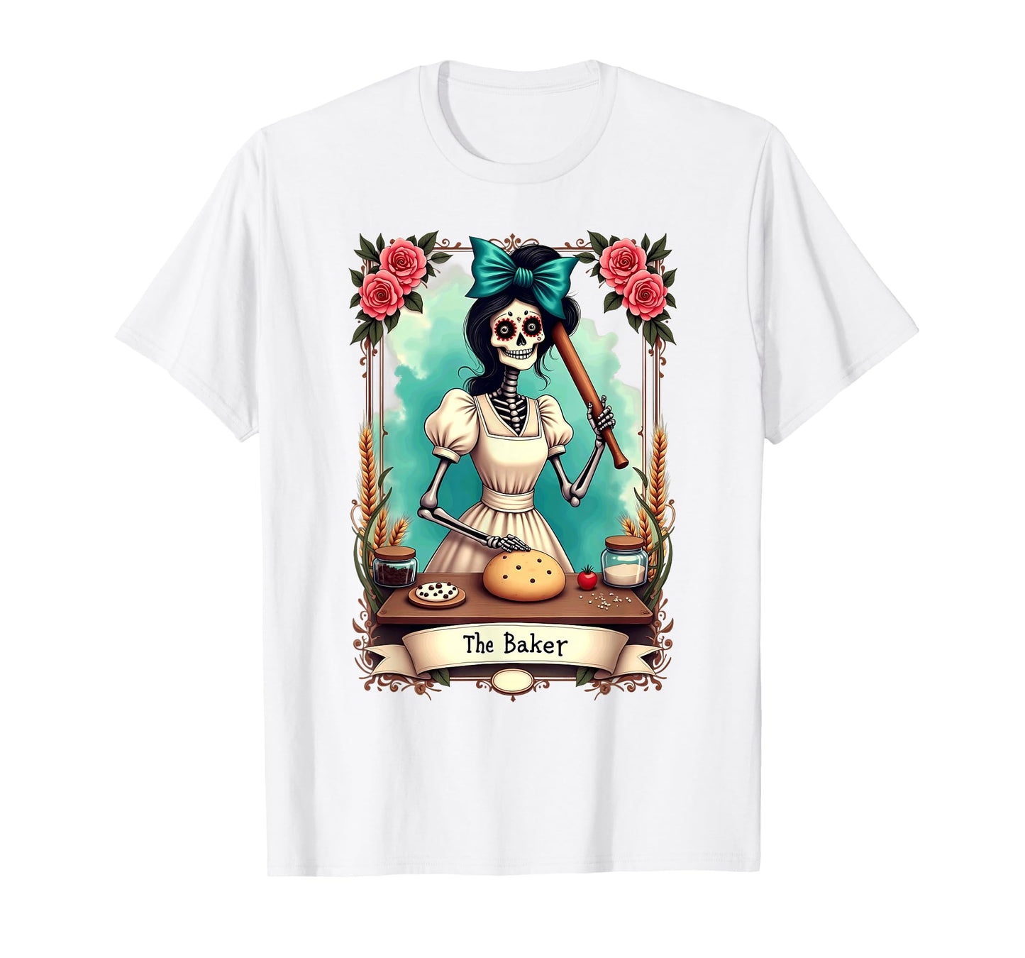 Tarot Card Skeleton Chef The Baker Halloween T-Shirt