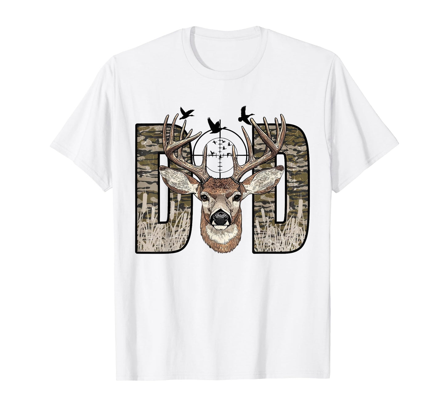 Old School Camo Dad Hunting Camouflage Deer Father's Day T-Shirt