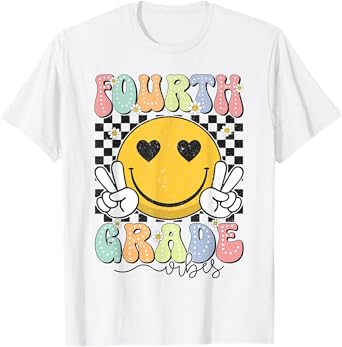4th Fourth Grade Vibes Shirt Groovy Back to School Outfit T-Shirt