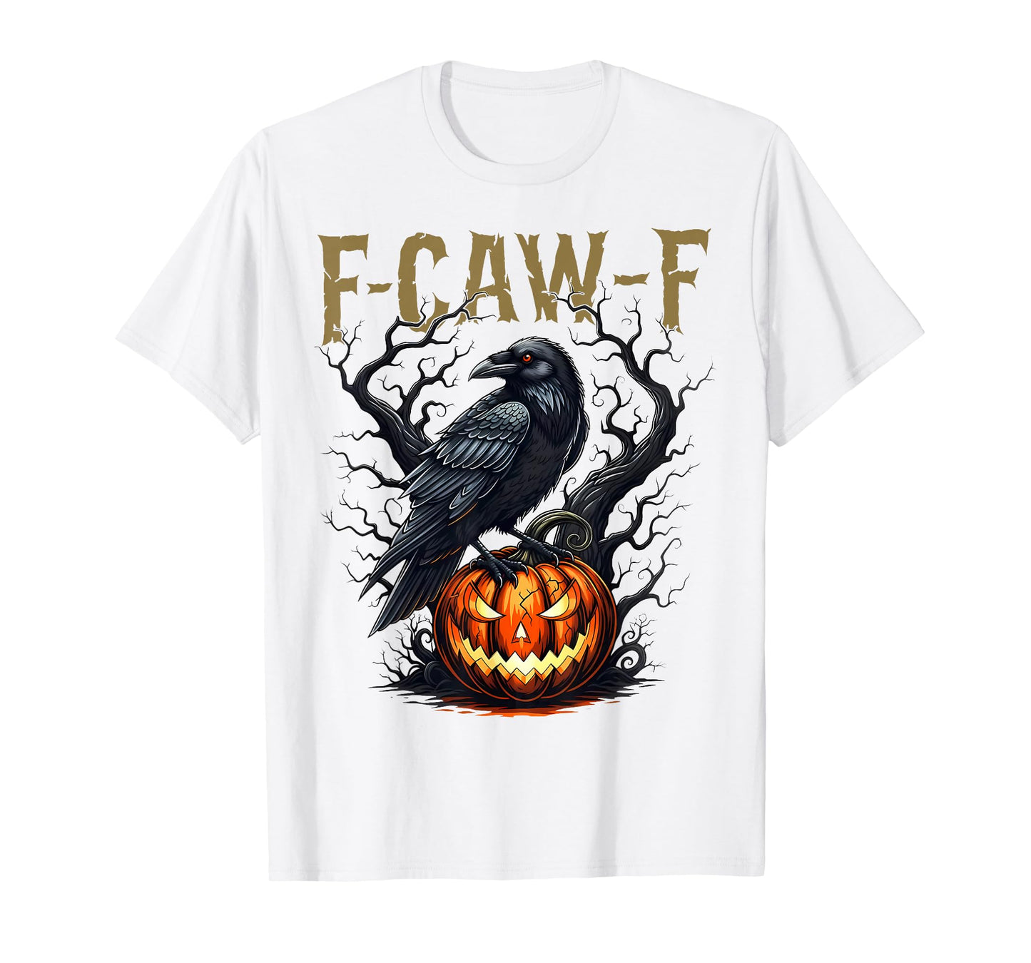 Funny F Caw F Raven Bird Cawing Graphic Halloween Crow Pun T-Shirt