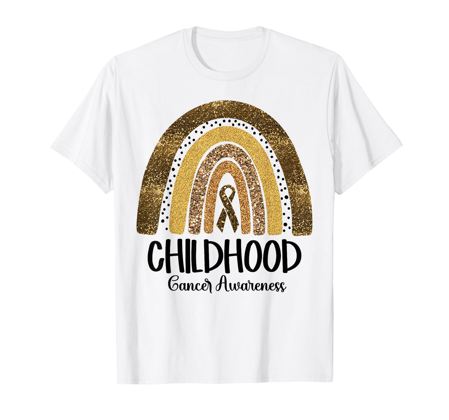 Childhood Cancer Awareness Gold Ribbon Rainbow Women Kids T-Shirt