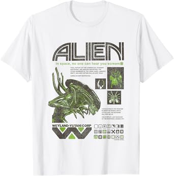 Aliens Iconic Quotes Collage Distressed Big Chest Text Logo T-Shirt