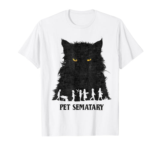 Pet Sematary Halloween Silhouettes Cat Yellow Glowing Eyes T-Shirt