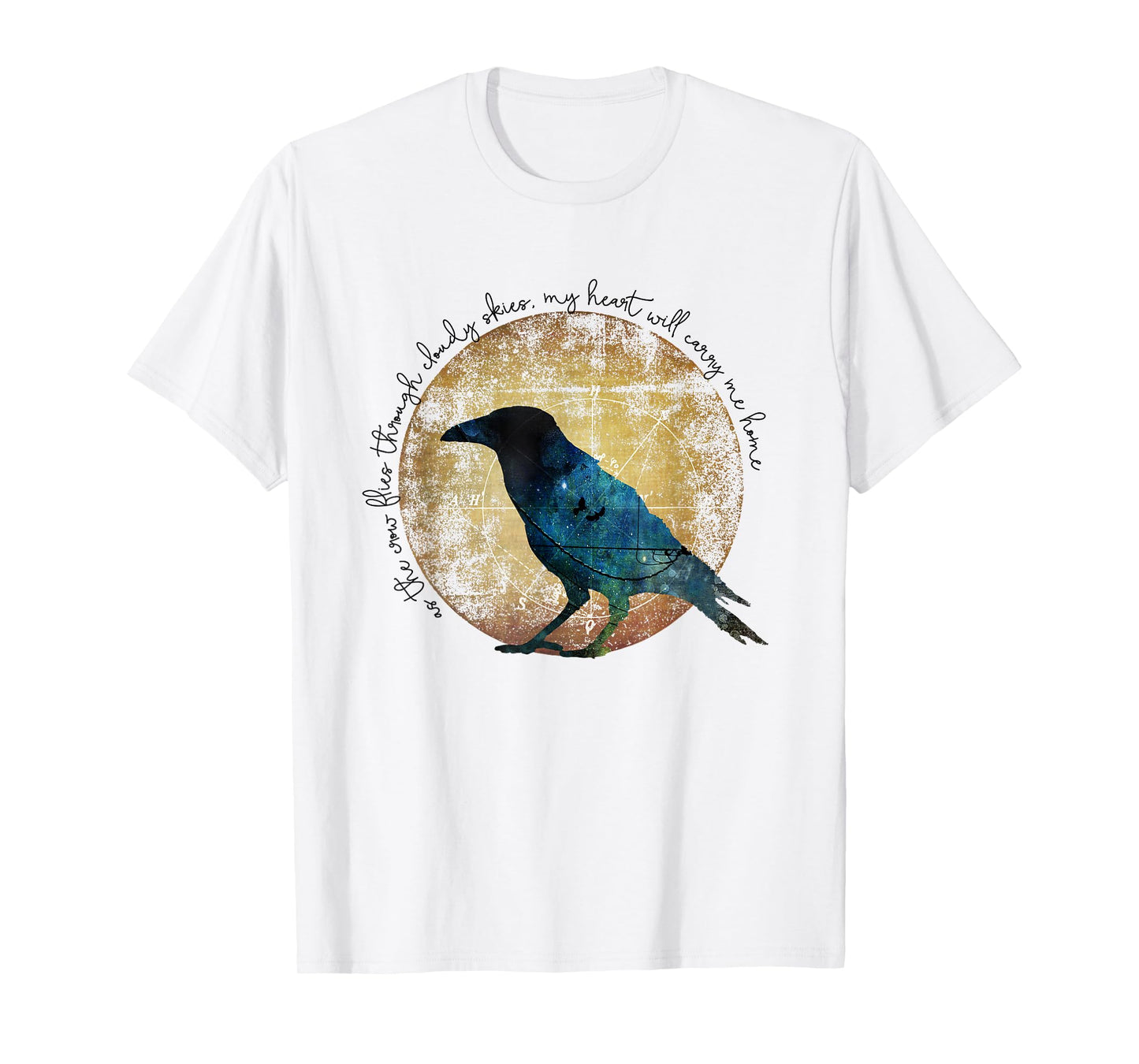As the Crow Flies - Crow Raven Moon Art T-Shirt