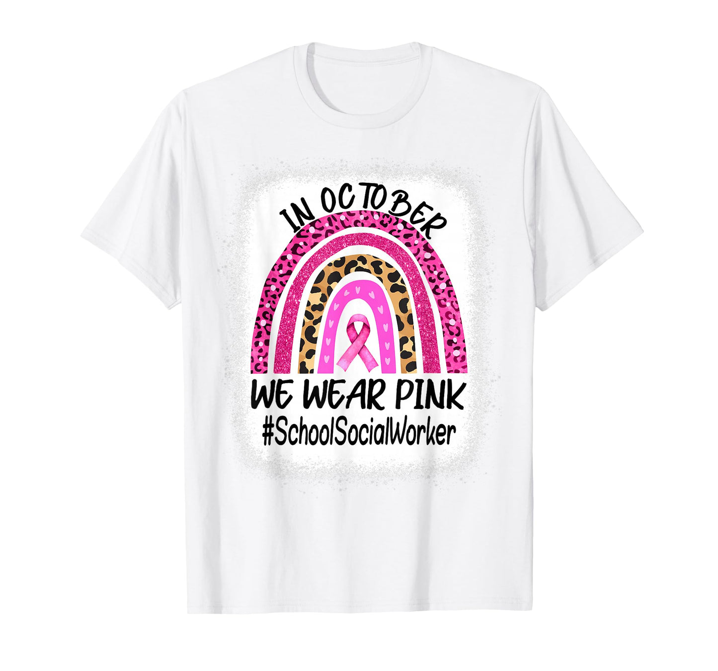 School Social Worker Rainbow Women Breast Cancer Awareness T-Shirt