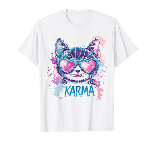 Vintage Cat Karma lovers For Teens Girls Women Men T-Shirt