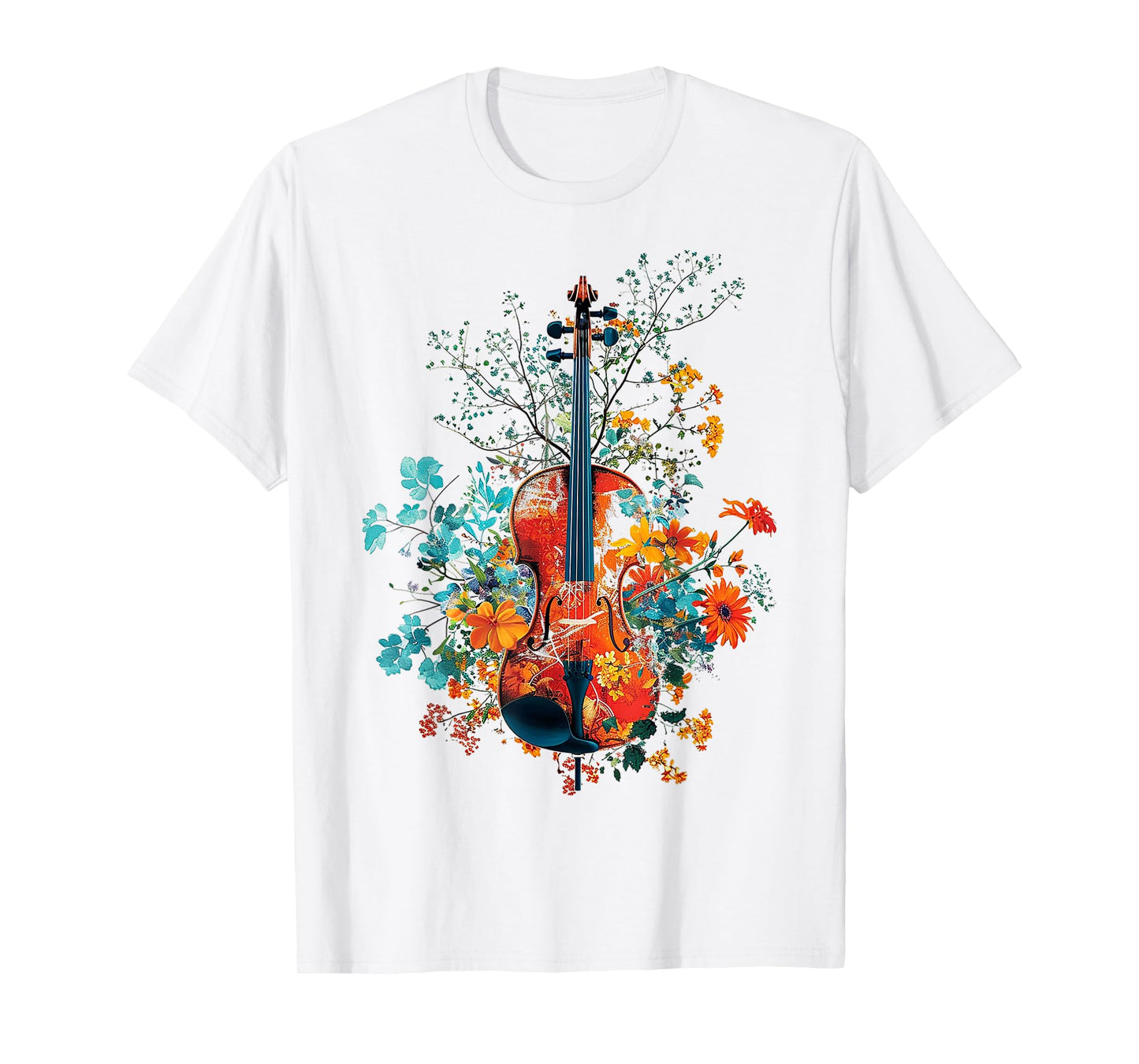 Violin Music Flowers Nature Graphic Violin T-Shirt