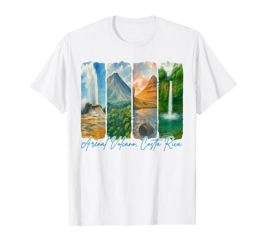 Arenal Volcano Costa Rica Travel Trip Brushstroke Souvenir T-Shirt
