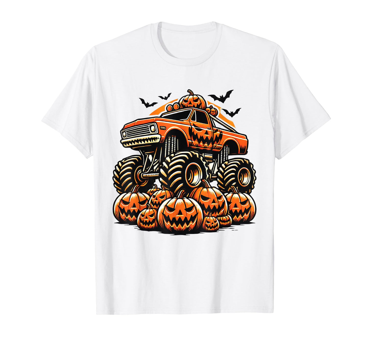 Kids Monster Truck Pumpkin Jack O Lantern Halloween Costume T-Shirt