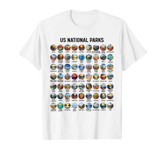 All US National Park Checklist Bucket List Of National Parks T-Shirt