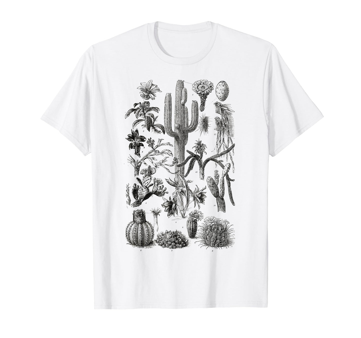 Vintage Cactus Chart Botanical Saguaro Cactus retro Desert T-Shirt