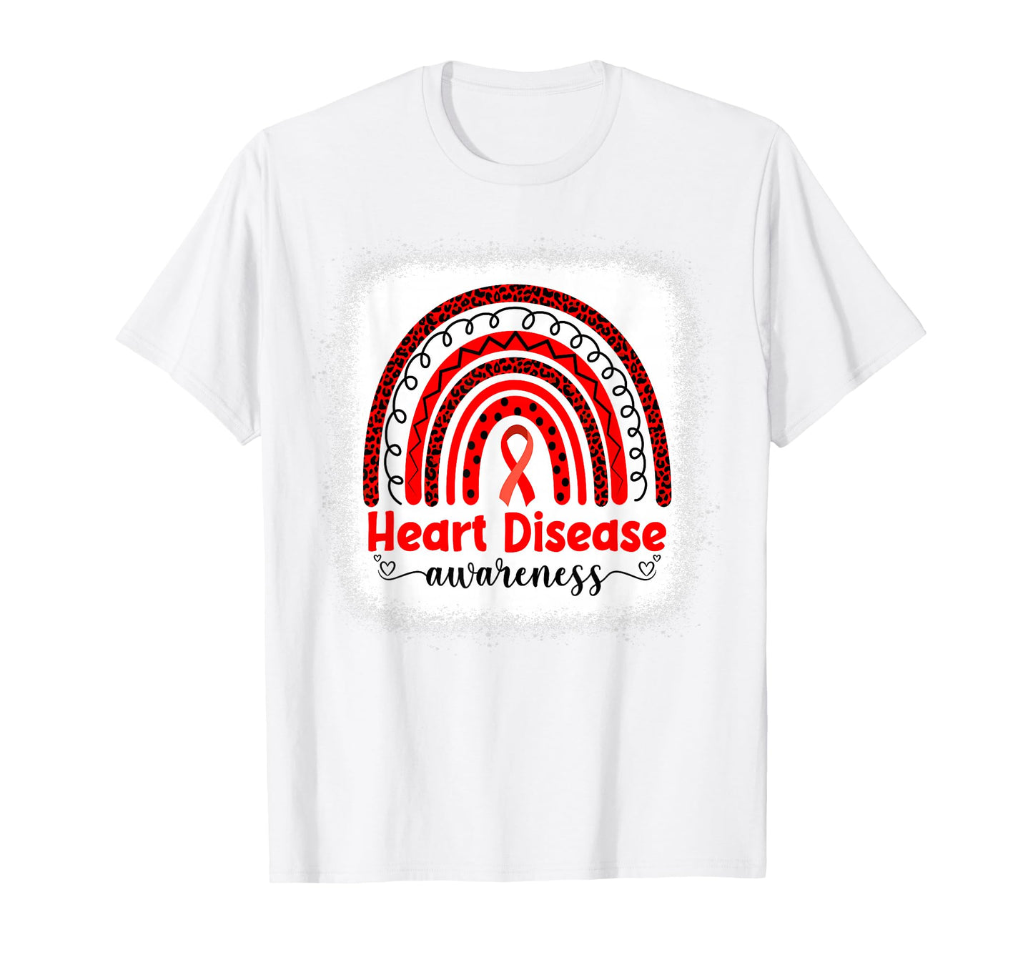 We Wear Red Heart Disease Awareness Bleached Rainbow T-Shirt