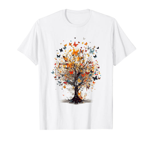 Beautiful Butterfly Tree | Nature Lover Colorful Girls Women T-Shirt