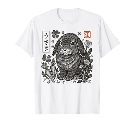 Japanese Bunny Usagi Kanji Art Vintage Rabbit Design T-Shirt
