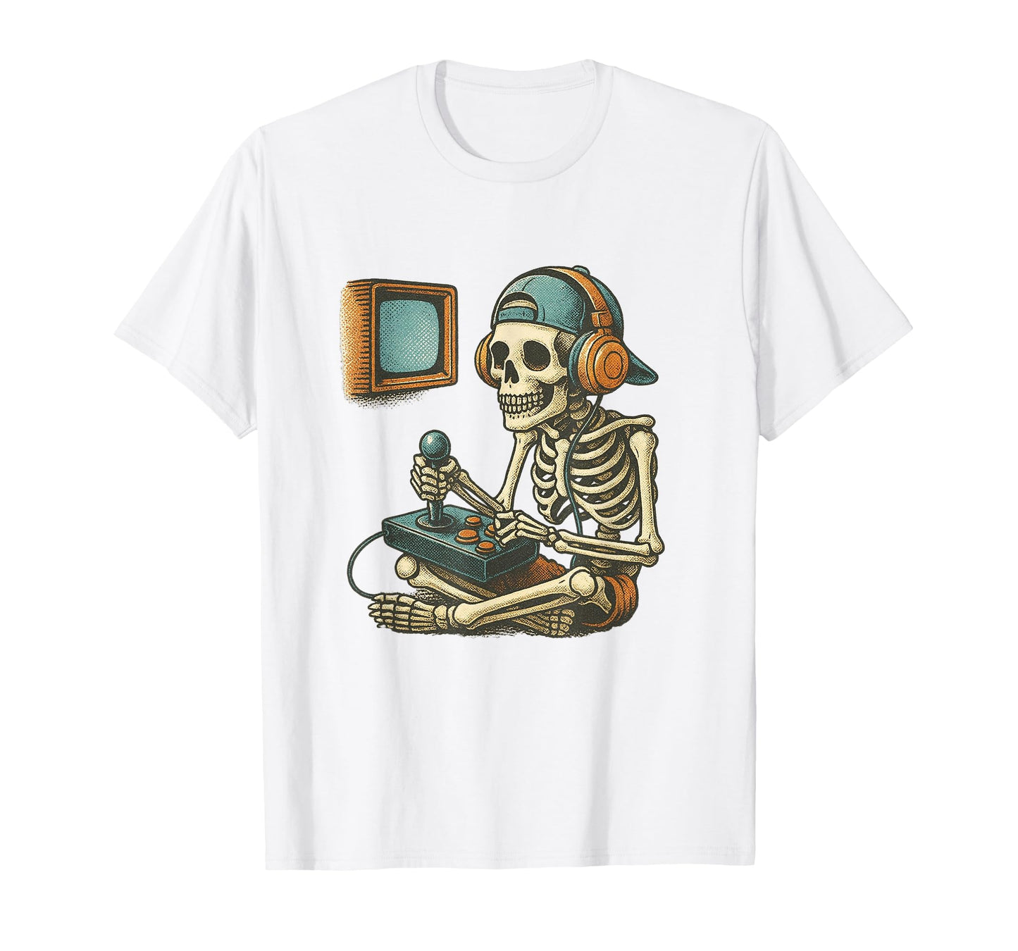 Skeleton Gamer Halloween Video Gaming Boys Men Kids Tee T-Shirt