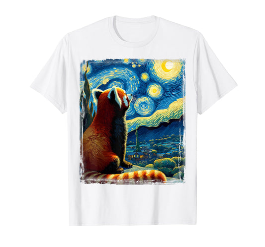 Artistic Red Panda Shirt Van Gogh Starry Night Red Panda T-Shirt