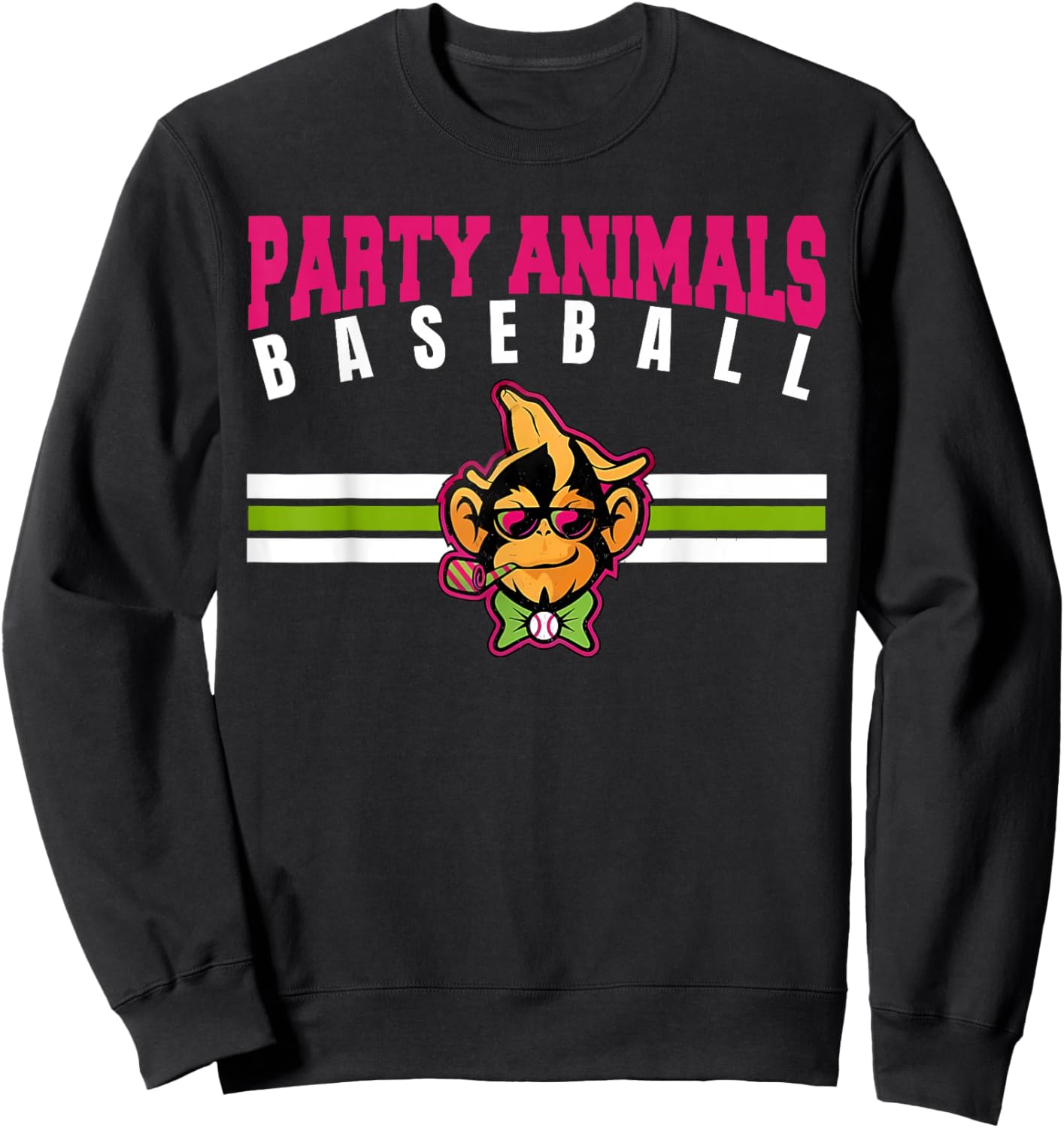 Party Animals Baseball Retro Monkey Sunglasses T-Shirt - Sweatshirt | Black