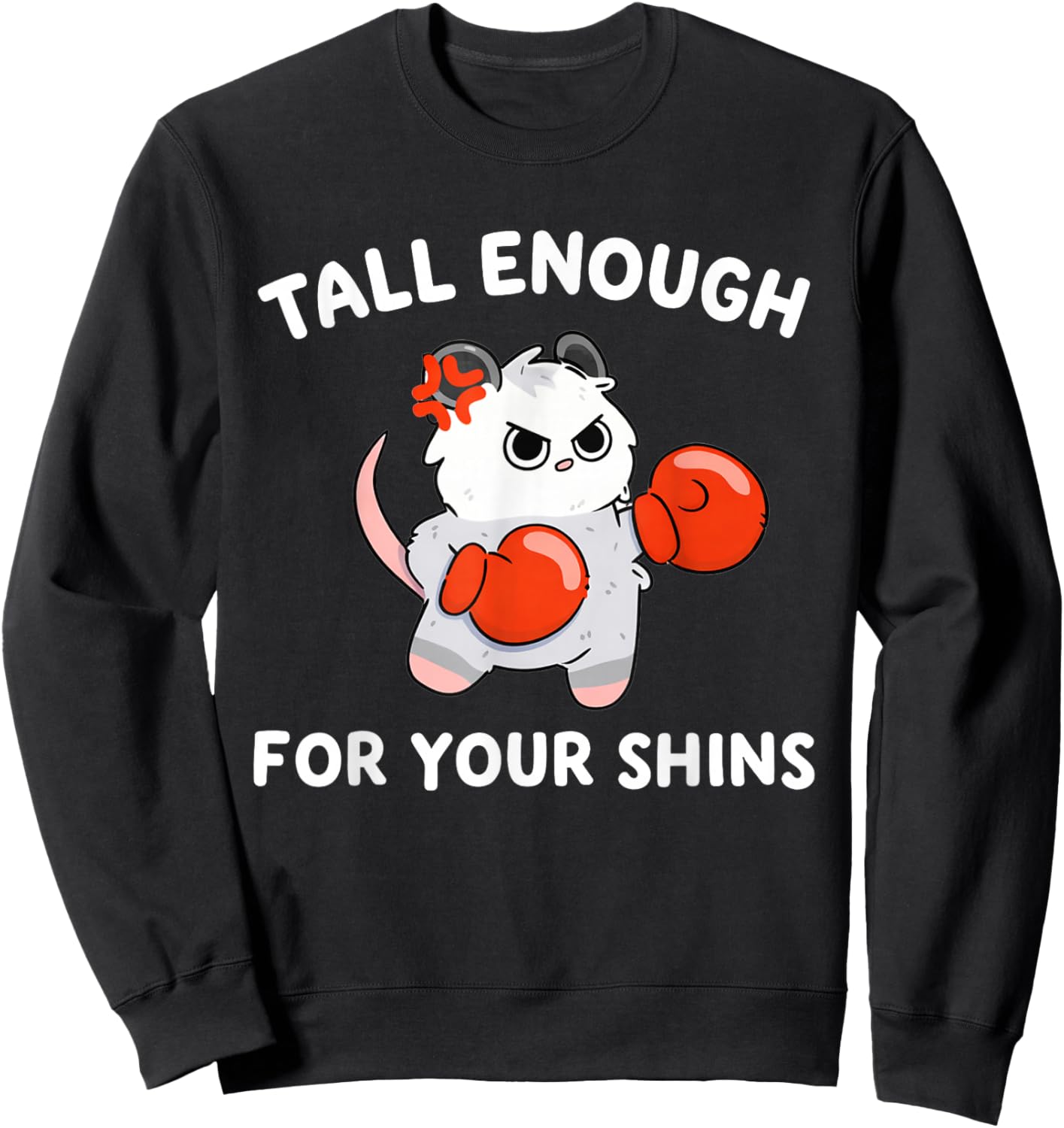 Tall Enough for Your Shins Funny Boxing Cat T-Shirt - Sweatshirt | Black