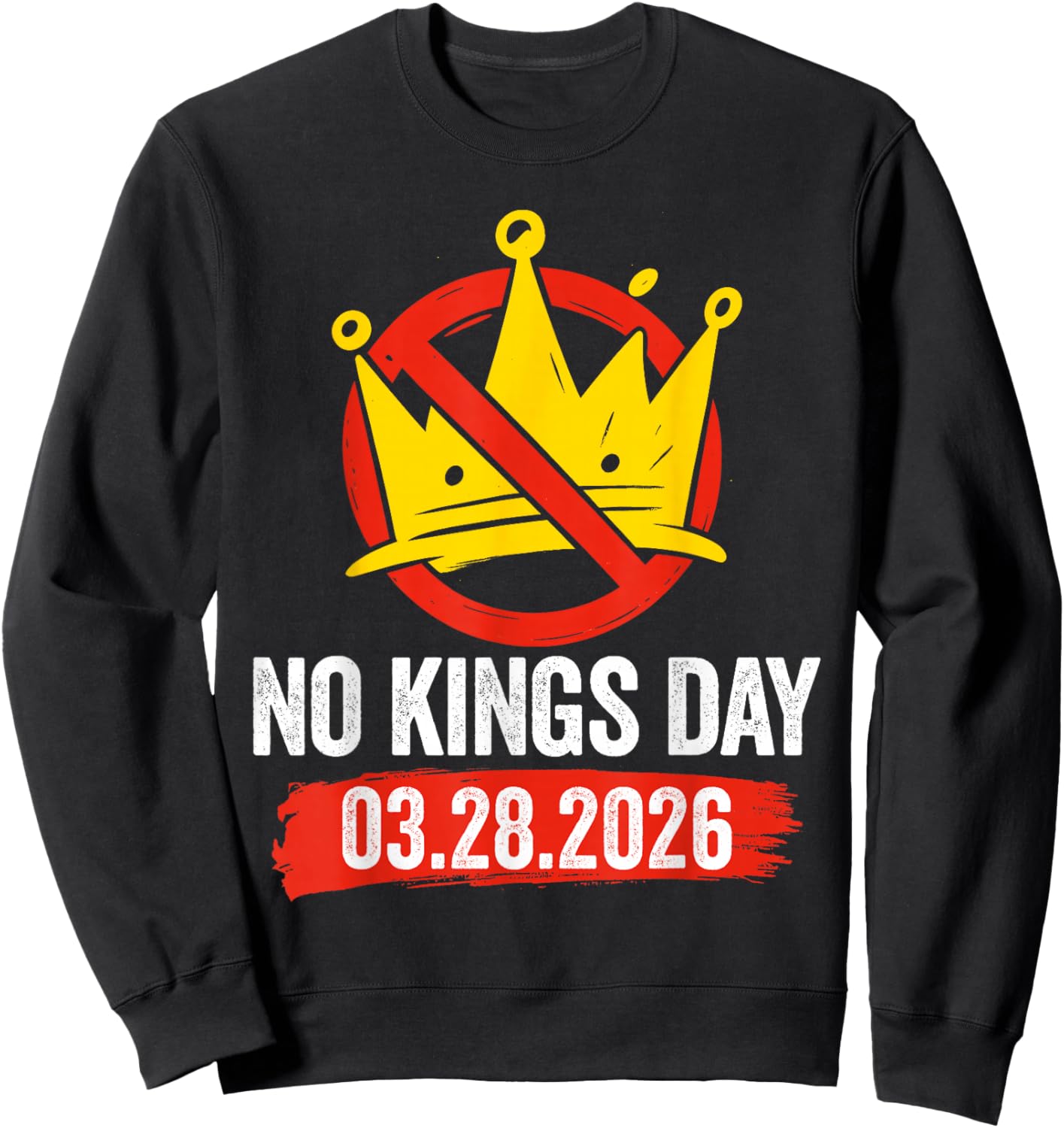 Retro Patriotic No Kings March 28 2026 No Kings Men Women T-Shirt - Sweatshirt | Black