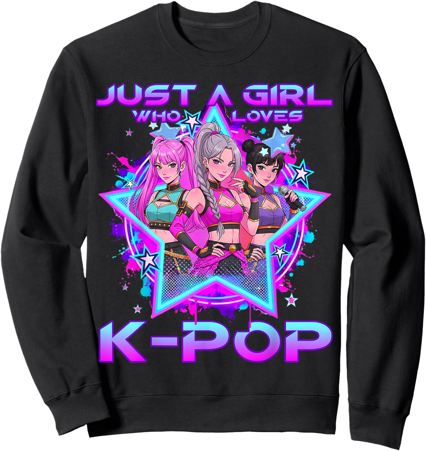 Just A Girl Who Loves K-pop Kids Girls K-pop Birthday Kpop T-Shirt - Sweatshirt | Black